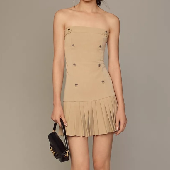 Anthropologie Strapless Neutral Mini Dress - Picture 4 of 8